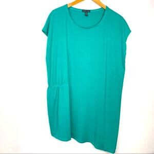 Eileen Fisher | Teal Asymmetrical Shirt Large Blue Green